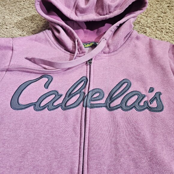 Cabelas Full Zip Hoodie Womens Large Pink Sweatshirt Hooded Jacket Pockets - Picture 2 of 10